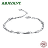 925 Silver Double Layers Bead Tennis Bracelet Chains for Women