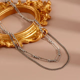 925 Sterling Silver Double Layers Chain Choker Necklace For Women