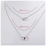 925 Silver Double Layers Collarbone Necklace Cz Love-heart Pendant
