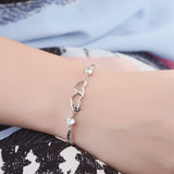 925 Silver Double Heart Soulmate Crystal Bracelets For Women