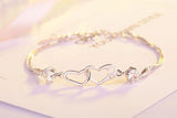 925 Silver Double Heart Soulmate Crystal Bracelets For Women