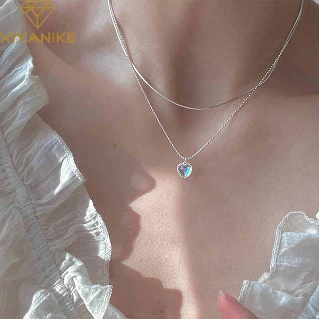 925 Silver Moonstone Pendant Necklace Women