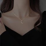 925 Silver Double Moon Zircon Necklace for Wedding Jewelry