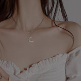 925 Silver Double Moon Zircon Necklace for Wedding Jewelry