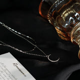 925 Silver Double Moon Zircon Necklace for Wedding Jewelry