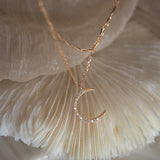 925 Silver Double Moon Zircon Necklace for Wedding Jewelry