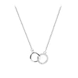 925 Silver Double Ring Necklace with Zircon - Women's Clavicle Chain