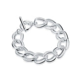 925 Silver Double Round Bracelet Women Gift