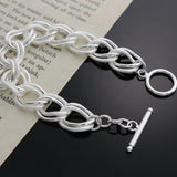 925 Silver Double Round Bracelet Women Gift