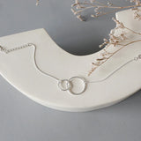 Sterling Silver Double Round Circle Bracelets for Women
