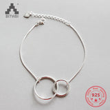 Sterling Silver Double Round Circle Bracelets for Women