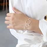 Sterling Silver Double Round Circle Bracelets for Women