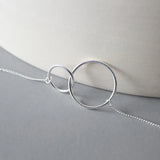 Sterling Silver Double Round Circle Bracelets for Women