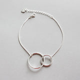 Sterling Silver Double Round Circle Bracelets for Women