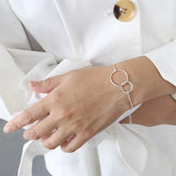 Sterling Silver Double Round Circle Bracelets for Women