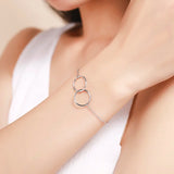 925 Silver Double Round Circles Infinity Chain Bestie Bracelet