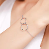 925 Silver Double Round Circles Infinity Chain Bestie Bracelet