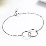 925 Silver Double Round Circles Infinity Chain Bestie Bracelet