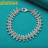 925 Silver Double Row Bead Chain Bracelet Wedding Gift