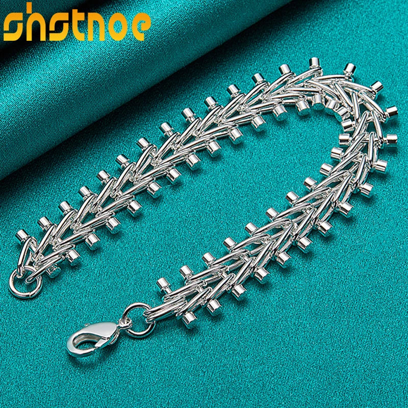 925 Silver Double Row Bead Chain Bracelet Wedding Gift