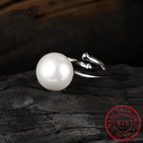 925 Silver Adjustable Ring with Double Shell Pearl for Women