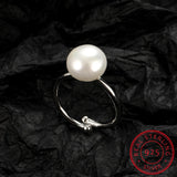 925 Silver Adjustable Ring with Double Shell Pearl for Women