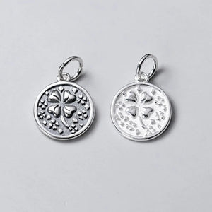 925 Silver Clover Pattern Charms 15mm Necklace Pendant