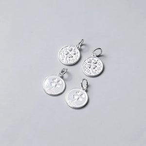 925 Silver Clover Pattern Charms 15mm Necklace Pendant