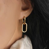 925 Silver Double Square Geometric Piercing Hoop Earring