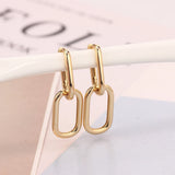 925 Silver Double Square Geometric Piercing Hoop Earring