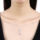 925 Silver Double Twist Cross Pendant Necklace 16-30 Inch Chain