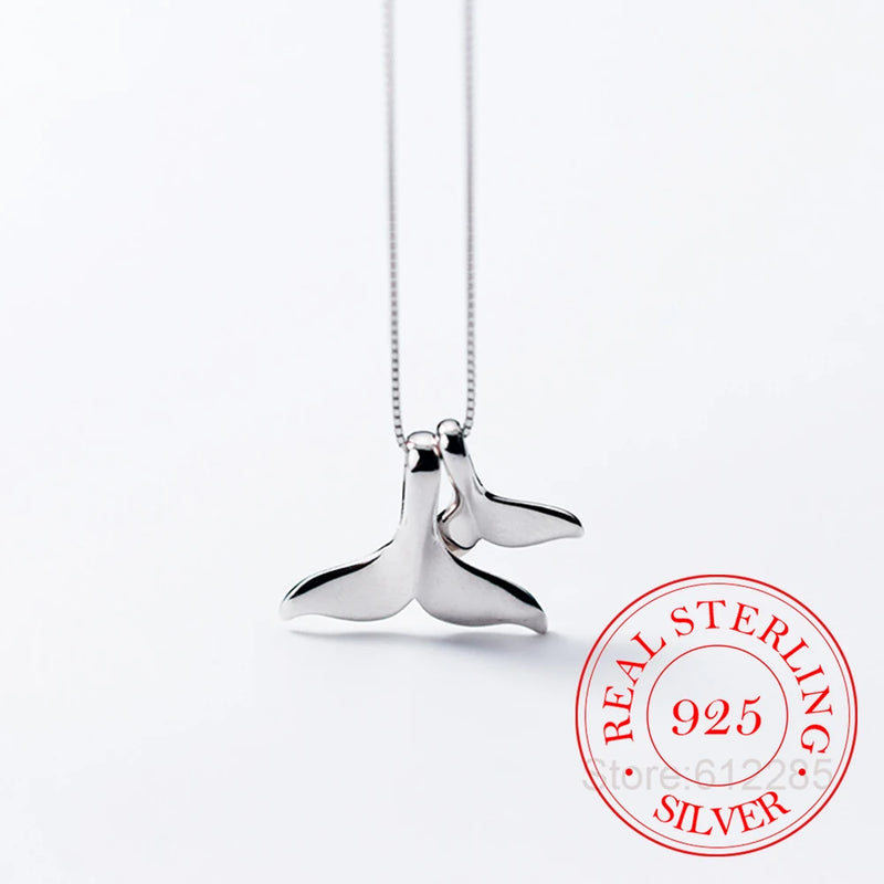 925 Silver Double Whale Tail Choker Necklace For Women