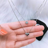 925 Silver Double Zircon LOVE Necklaces for Women