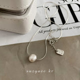 925 Silver Double Circle Zircon Necklace for Women