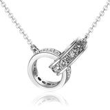 925 Silver Double Circle Zircon Necklace for Women Gift