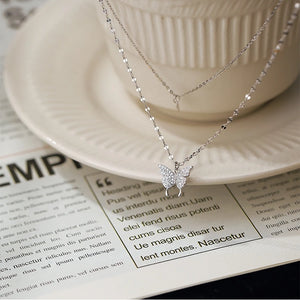 925 Silver Butterfly Diamond Necklace Pendant Chain Gift