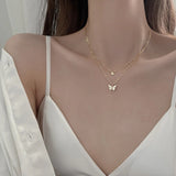 925 Silver Butterfly Diamond Necklace Pendant Chain Gift