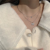 925 Silver Butterfly Diamond Necklace Pendant Chain Gift