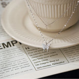 925 Silver Butterfly Diamond Necklace Pendant Chain Gift