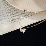925 Silver Butterfly Diamond Necklace Pendant Chain Gift