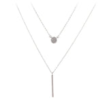 925 Silver Double Layer Necklace Zircon Pendant Gift