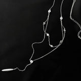 925 Silver Double-layer Zircon Tassel Necklace Women's Collarbone Chain