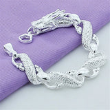 925 Silver Dragon Bracelet For Men Women Charm Wedding Jewelry Gift
