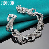 925 Silver Dragon Cuff Chain Bracelet Wedding Jewelry