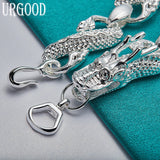 925 Silver Dragon Cuff Chain Bracelet Wedding Jewelry