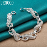 925 Silver Dragon Cuff Chain Bracelet Wedding Jewelry