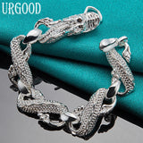 925 Silver Dragon Cuff Chain Bracelet Wedding Jewelry