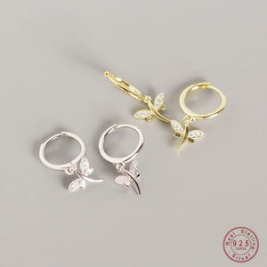 925 Silver Dragonfly Earrings Outdoor Casual Jewelry Gift