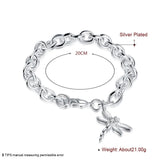 925 Silver Dragonfly Pendant Bracelet Women Wedding Charm Party Jewelry