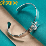 925 Silver Dragonfly Open Bangle Bracelet For Man Women